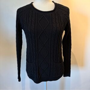 Crofts & Barrow Classic Cable Knit Crewneck Sweater - Black Size S